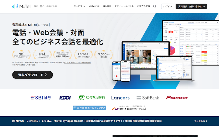 MiiTel Service Top Page