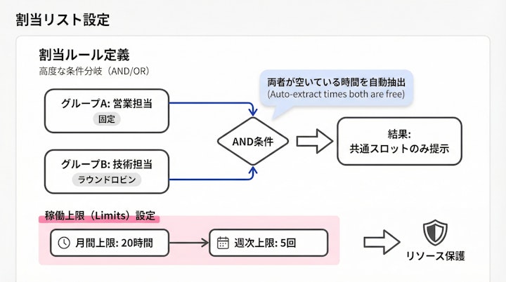 Jicooの割当リスト設定画面におけるAND/OR条件のUI