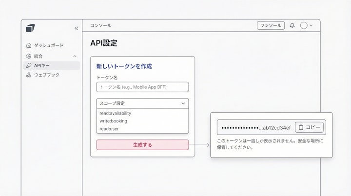 API dashboard and token generation