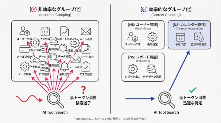 Correct vs Incorrect Namespace grouping for API tools