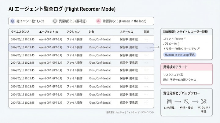Audit log dashboard showing detailed event tracking