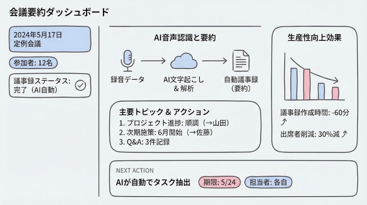 AI meeting summary dashboard