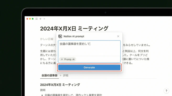 Notion AI prompt interface