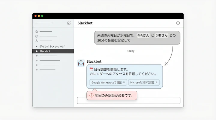 Slackbot interface with calendar integration prompt
