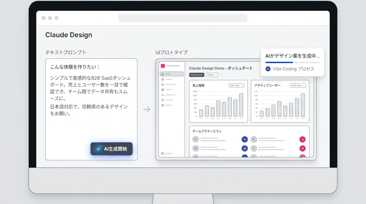 Claude Design interface generating a UI prototype from text prompt
