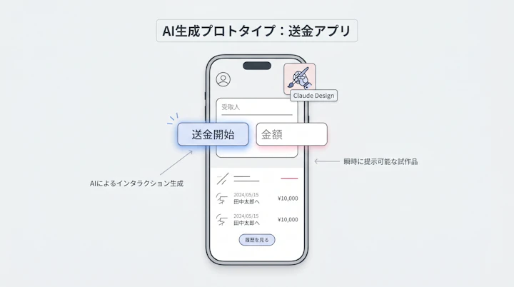 AI generated prototype of a money transfer app