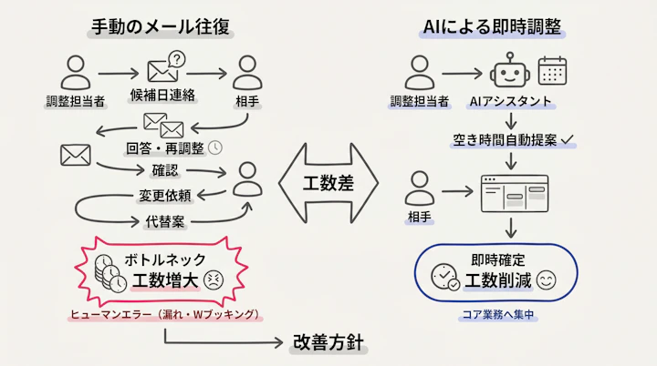 manual vs AI scheduling workflow