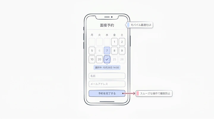 Mobile view of a candidate booking page