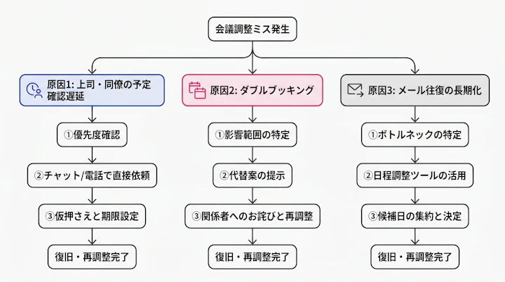 会議調整ミスの原因別復旧フロー