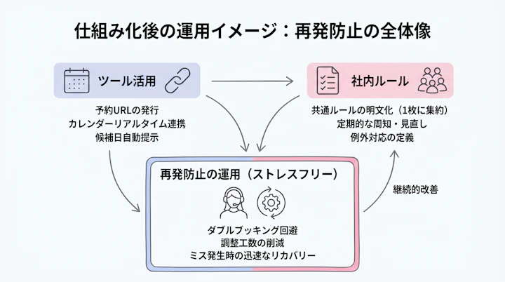 予約URL・カレンダー連携・社内ルールで再発防止する全体像
