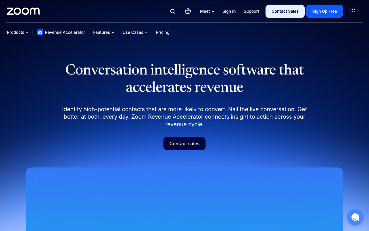 Zoom Revenue Accelerator の紹介ページ（英語版）（2026年10月13日撮影）